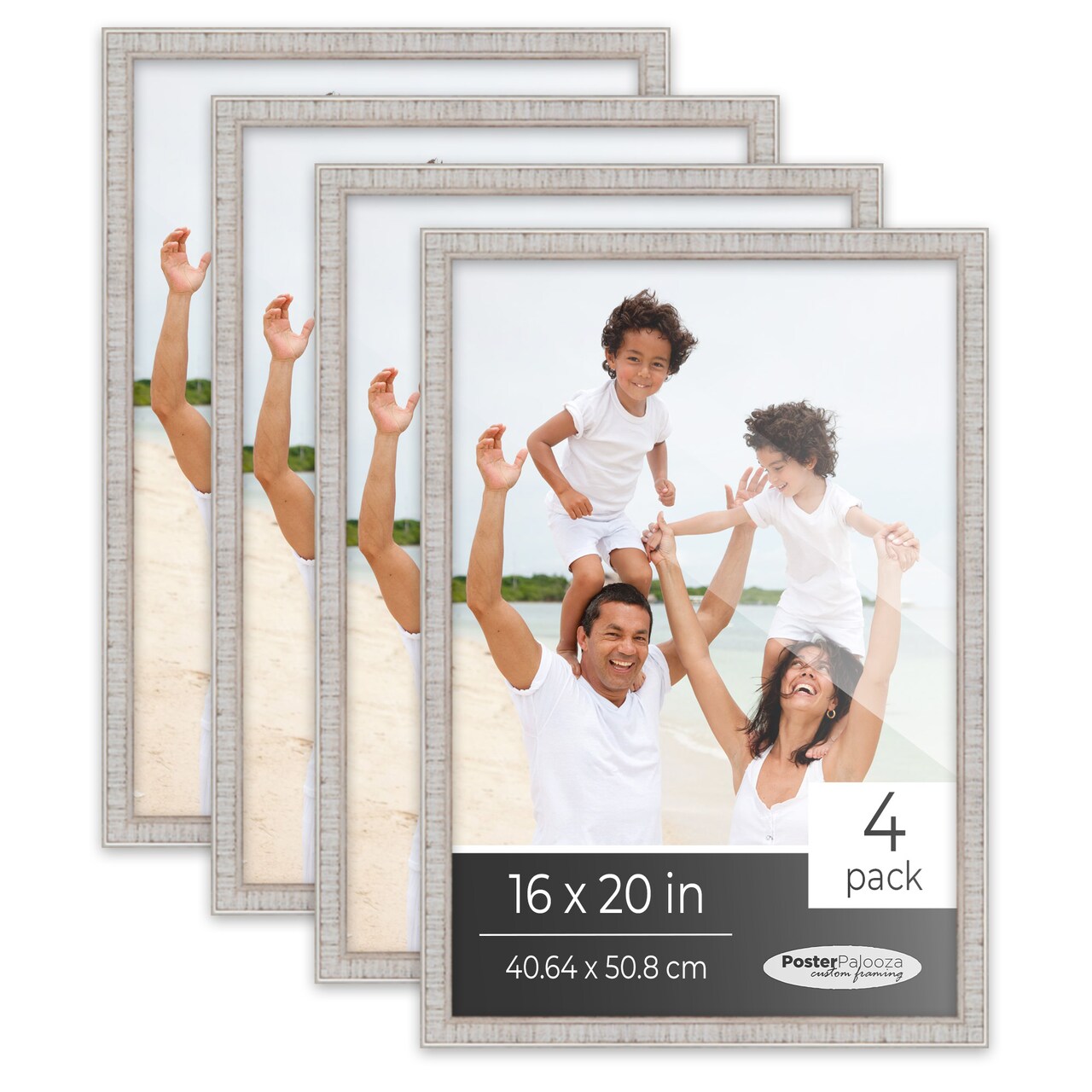 Pack of 4 Rustic White Picture Frames | Solid Wood | UV-Resistant Acrylic | Easy Gallery Wall Setup